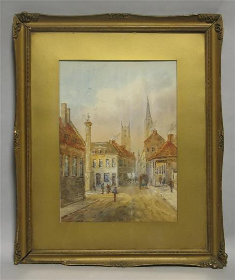 Appraisal: FERNLEY RAMUS BRITISH - EUROPEAN STREET SCENE Watercolor on paper