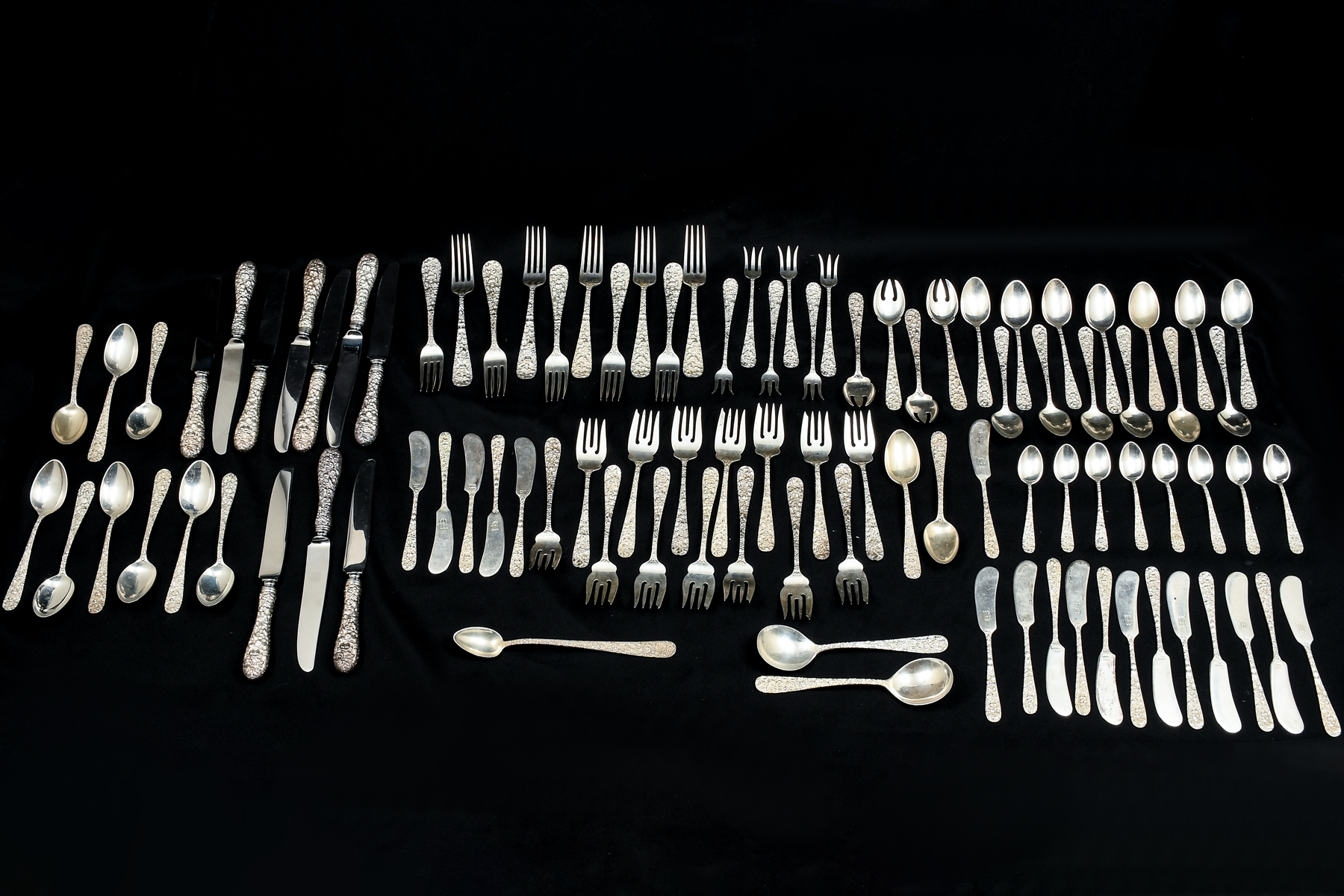 Appraisal: PC STIEFF REPOUSSE STERLING FLATWARE Approx Troy ounces Comprising -