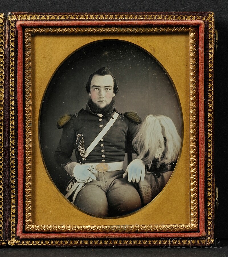 Appraisal: Sixth Plate Daguerreotype Portrait of a Seated Union Officer in