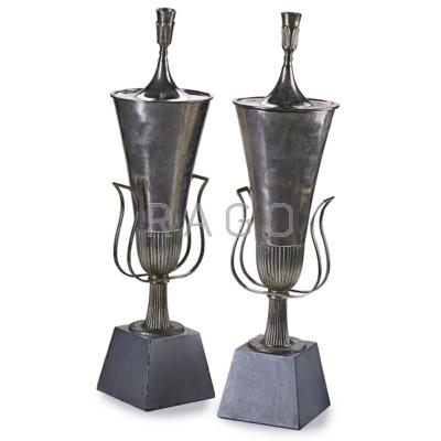 Appraisal: TOMMI PARZINGER - LIGHTOLIER Pair of table lamps USA s