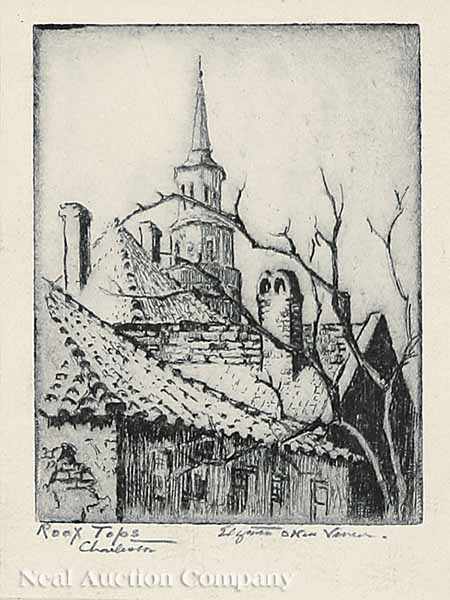 Appraisal: Elizabeth O'Neill Verner American Charleston - Roof Tops Charleston etching