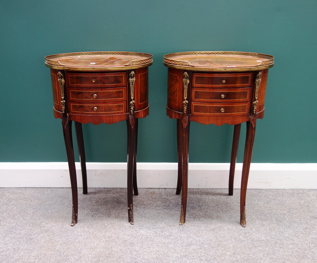 Appraisal: A pair of early th century gilt metal mounted walnut