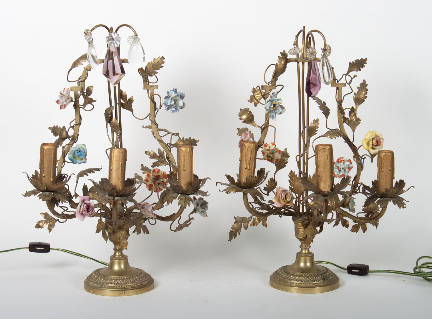 Appraisal: Pair of Victorian style gilt brass candelabra early th century