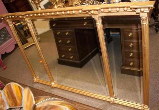 Appraisal: Classical style gilt three-section overmantel mirror Estimate - No condition