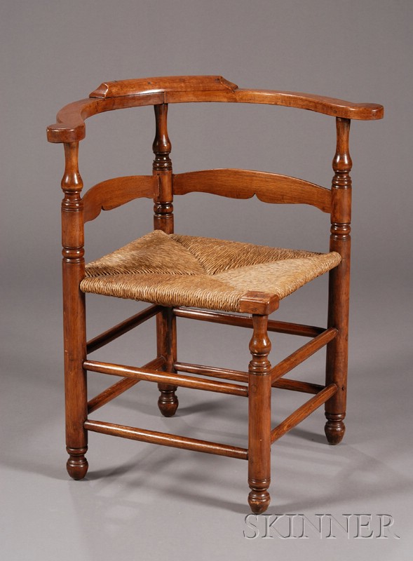 Appraisal: Turned Maple and Ash Roundabout Chair New England th century