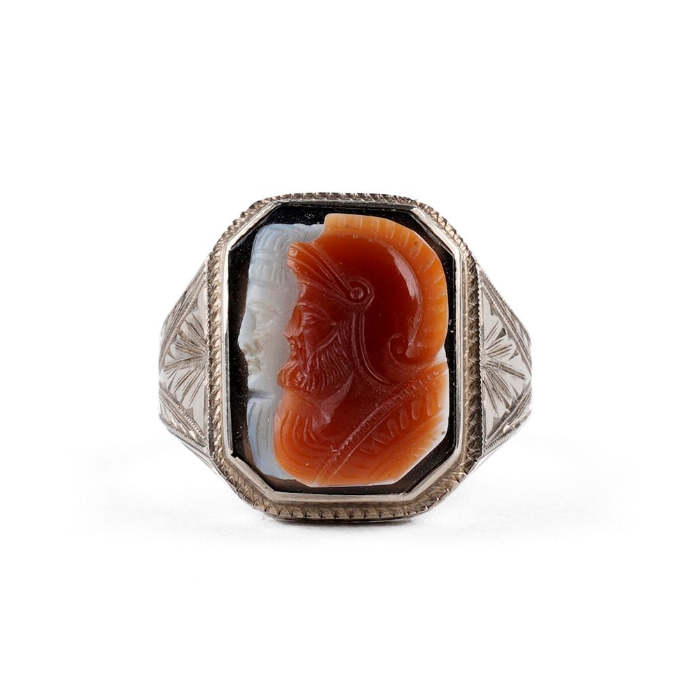 Appraisal: Art Deco K White Gold Cameo Ring Art Deco style