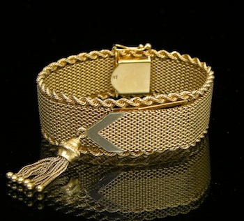 Appraisal: A Victorian Style Mesh Watch Bracelet k yellow gold Victorian