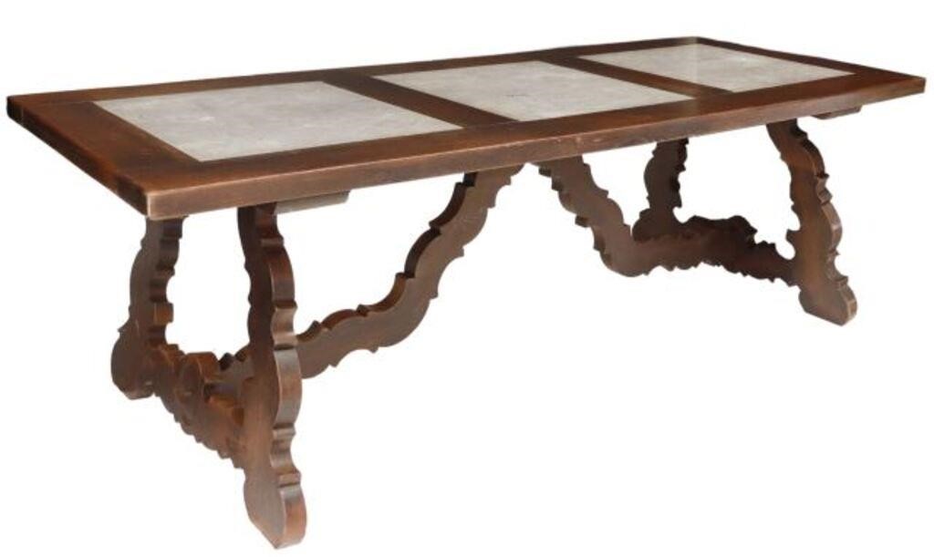 Appraisal: Spanish Baroque style oak dining table early th c three