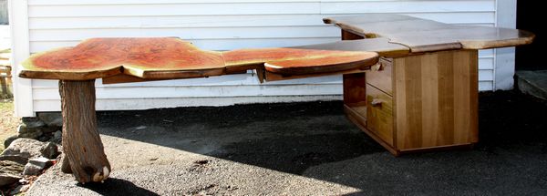 Appraisal: Custom made Gerald McCabe Desk solid walnut planks with three