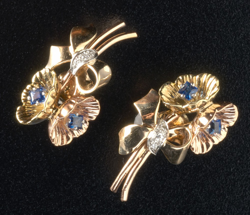 Appraisal: George O Street Sons from Tiffany Co tri-colored k earrings