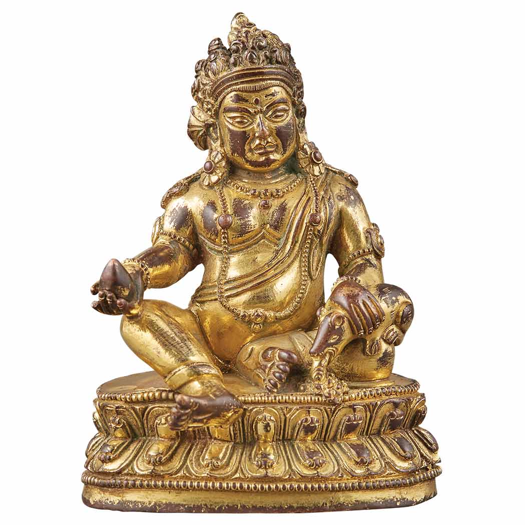 Appraisal: Tibetan Gilt-Bronze Figure of Jambala Seated in a position of