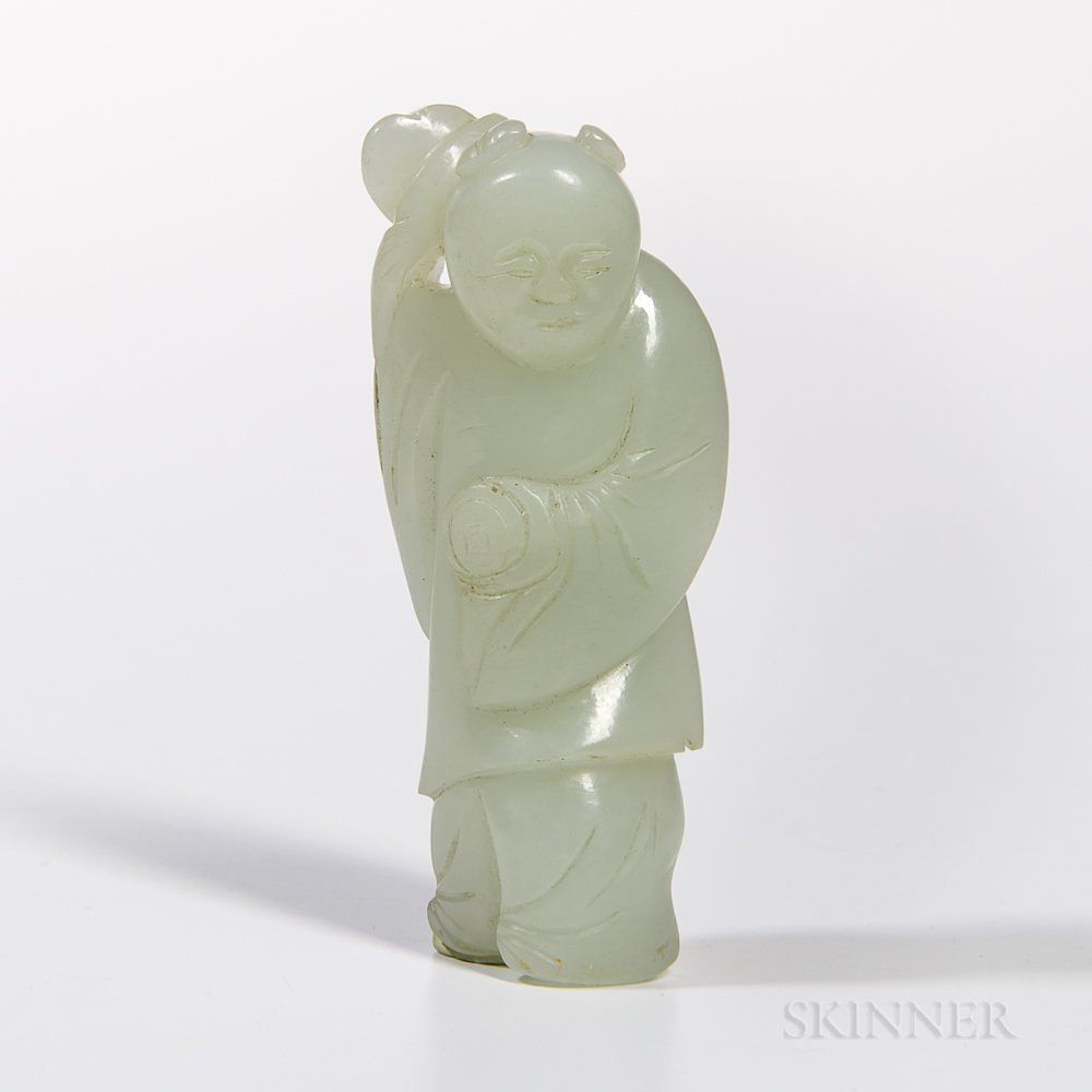 Appraisal: Nephrite Jade Carving of a Boy Nephrite Jade Carving of