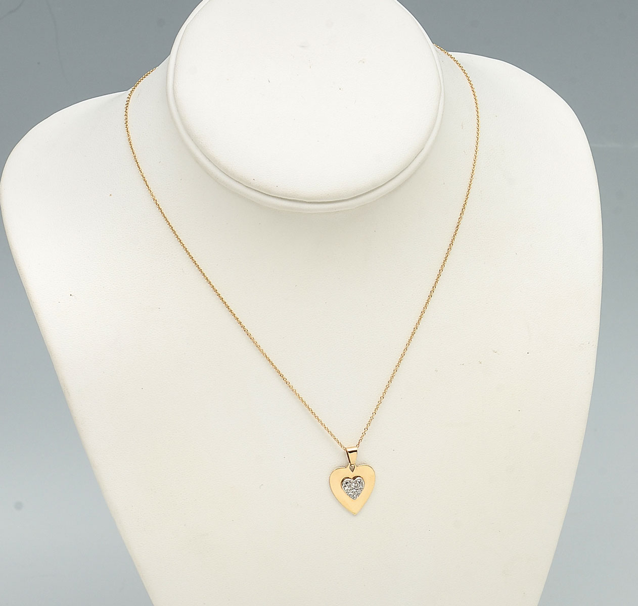 Appraisal: K DIAMOND HEART DECO PENDANT NECKLACE Art deco heart pendant