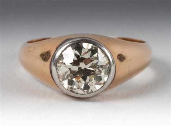 Appraisal: cts round-cut diamond gentleman's ring set into K yellow gold