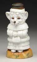 Appraisal: PORCELAIN FIGURAL LAMP S - Lady Fox base Overall white