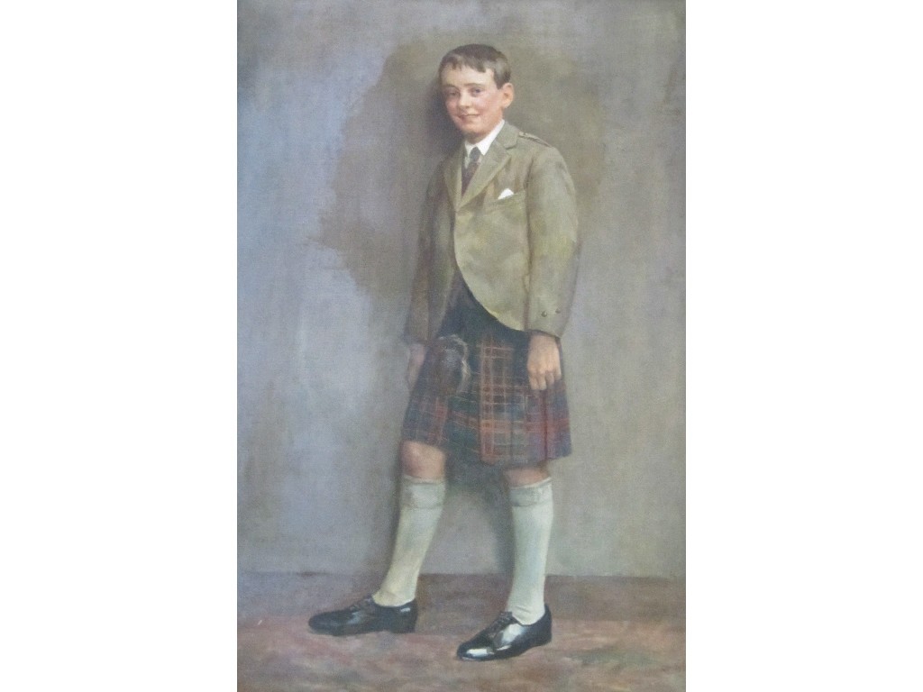 Appraisal: Oil on canvas portrait of a boy inscribed verso 'Christmas