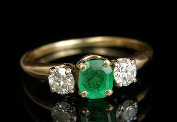 Appraisal: A Lady's Emerald and Diamond Ring Tested as k yellow