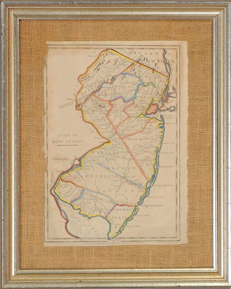 Appraisal: TWO MAPS OF NEW JERSEY Engravings with hand-coloring the first