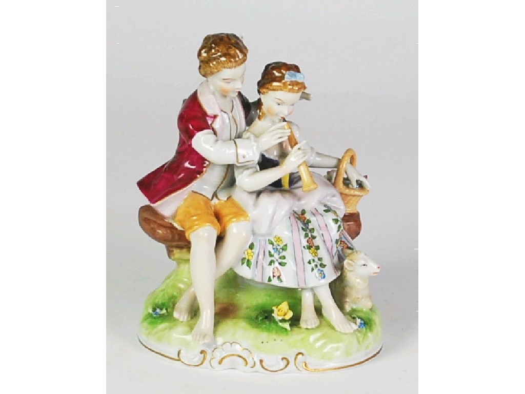 Appraisal: TWENTIETH CENTURY GERMAN PORCELAIN GROUP OF A LADY GALLANT AND