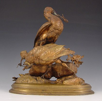 Appraisal: PAUTROT Ferdinand French - Bronze sculpture of two snipe ''