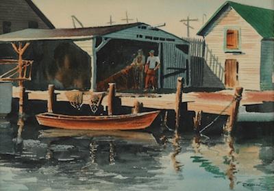 Appraisal: Robert Grant Smith American - Dock Scene Watercolor on paper