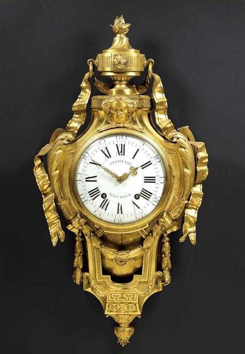 Appraisal: LARGE CARTEL CLOCK AU MASCARON Louis XVI the dial signed