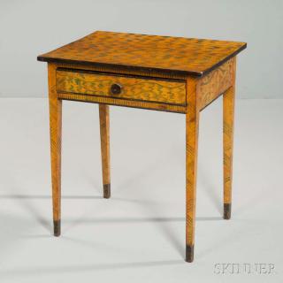 Appraisal: Paint-decorated One-drawer Stand labeled David Rhein Cabinet Furniture West Penn