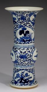 Appraisal: Chinese Gu Chinese blue and white Gu form vase decorated