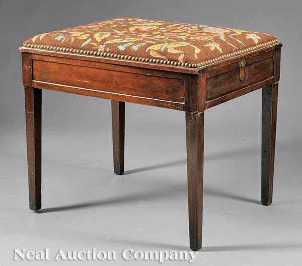 Appraisal: A Directoire-Style Mahogany Metamorphic Bench Library Steps bearing Fountainbleau Bel