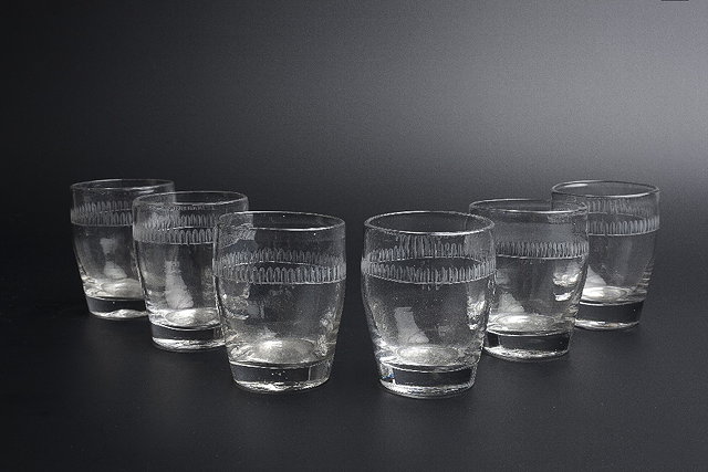 Appraisal: A SET OF SIX LATE TH CENTURY GLASS TUMBLERS the