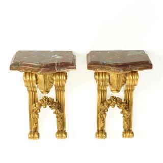 Appraisal: Nice pair Louis XVI gilt bronze wall brackets Nice pair