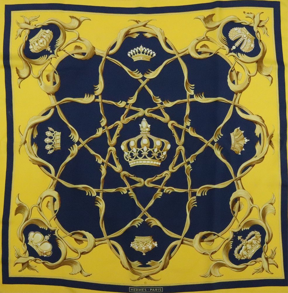 Appraisal: Hermes Silk Scarf - Couronnes A vintage Hermes twill silk