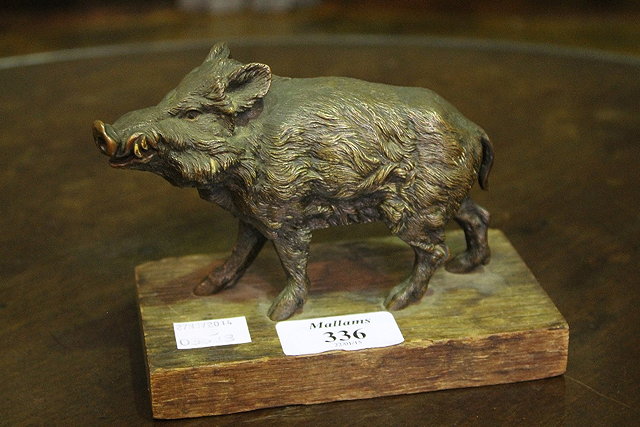 Appraisal: A CONTINENTAL BRONZE FIGURE of a wild boar