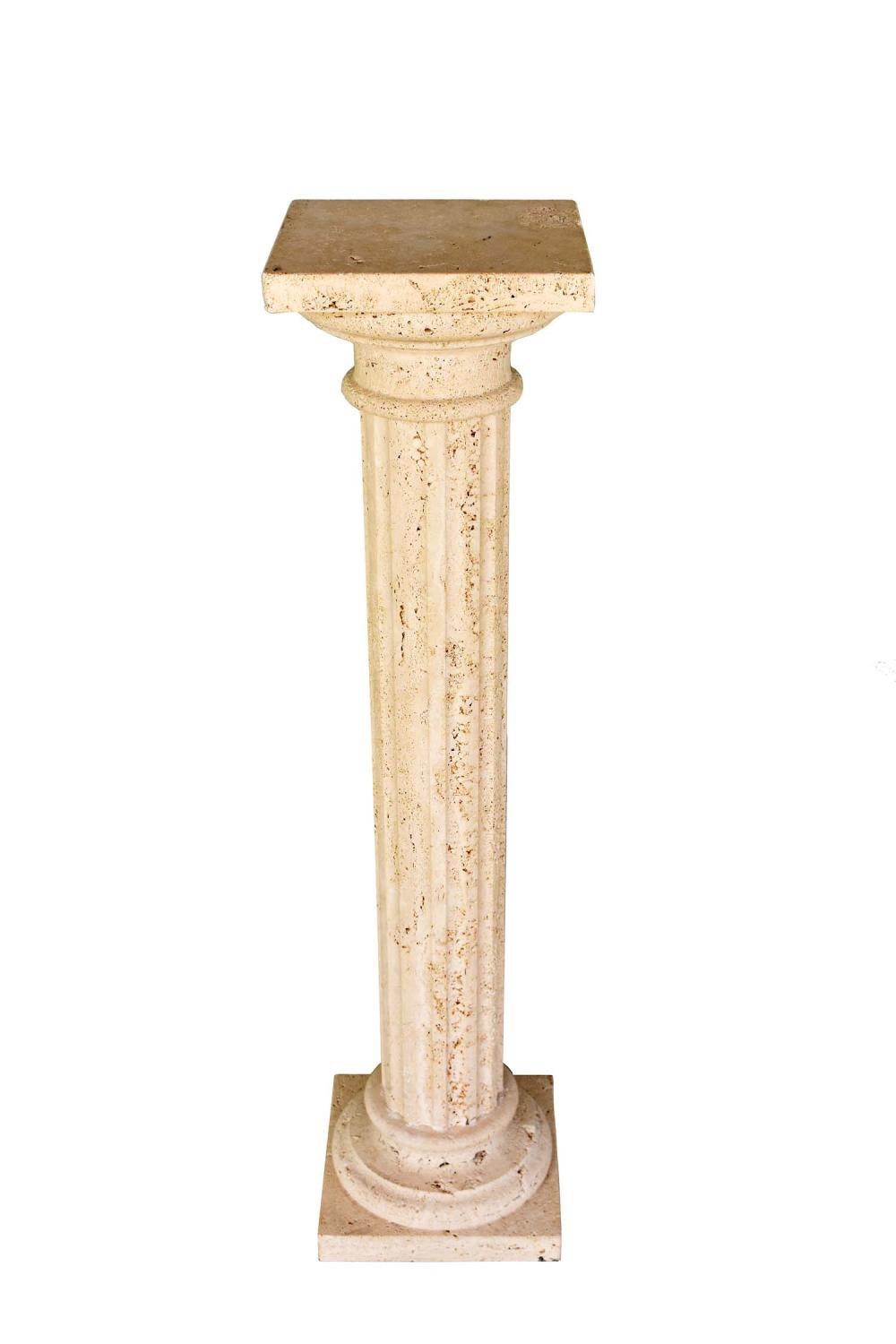 Appraisal: CONTEMPORARY CARVED LIMESTONE PEDESTALFluted with a square top Height in