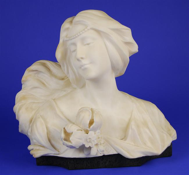 Appraisal: A CARUSO Italian th century THE DREAM white alabaster signed