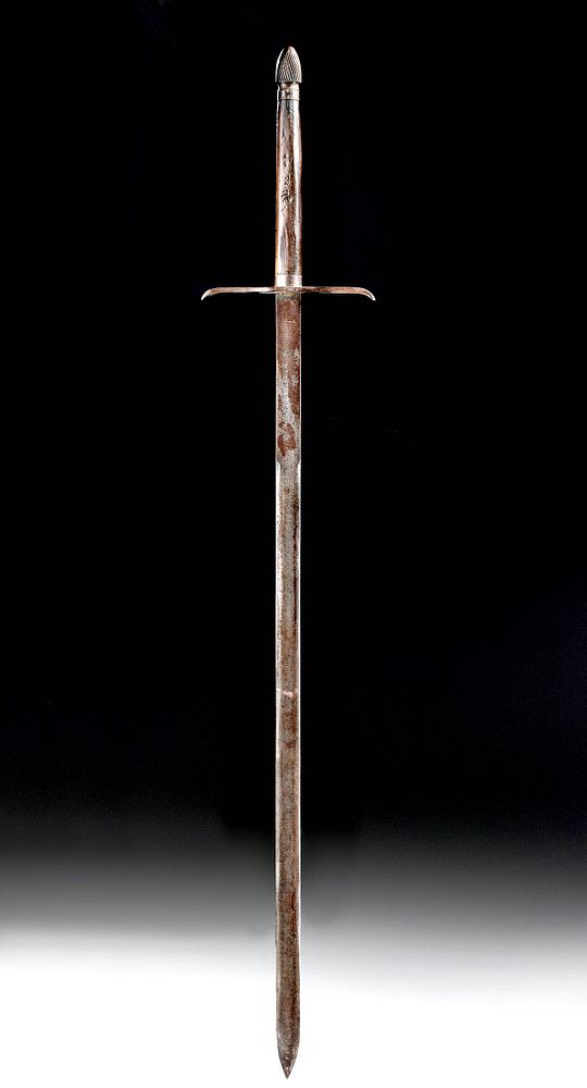 Appraisal: Mid- th C European Steel Zweihander w Inscription Western Europe