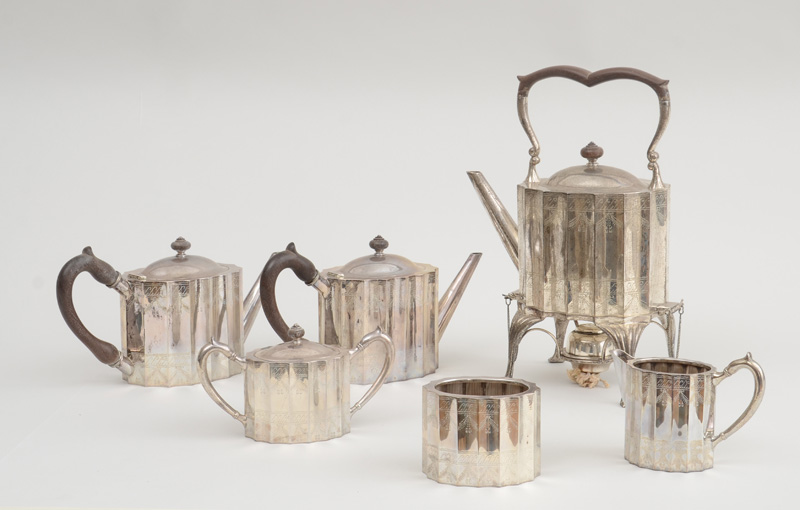 Appraisal: MEXICAN SILVER SIX-PIECE TEA SERVICE IN THE ADAM'S STYLE Impressed