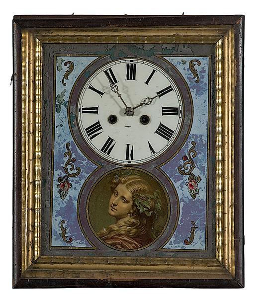 Appraisal: FRENCH PICTURE FRAME WALL CLOCK ca s unmarked -day spring