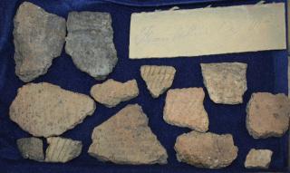 Appraisal: Franklin County Vermont prehistoric pottery pcs including several rimsherds rocker