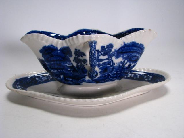 Appraisal: Copeland Spode's Tower blue porcelain items including double -handled sauce