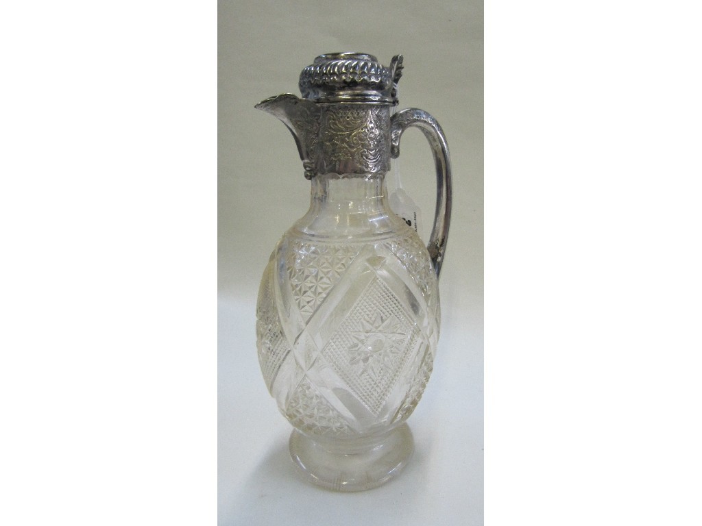 Appraisal: Silver plate mounted cut glass claret jug