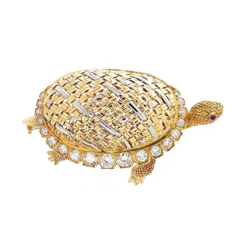 Appraisal: Fine French K Gold Turtle Brooch Fine Antique French Karat