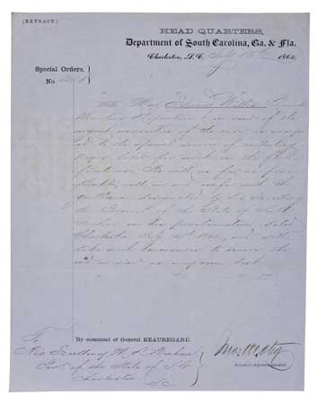 Appraisal: HANDWRITTEN CONFEDERATE GENERAL ORDER MILITARY General Orders entirely hand-written addressed