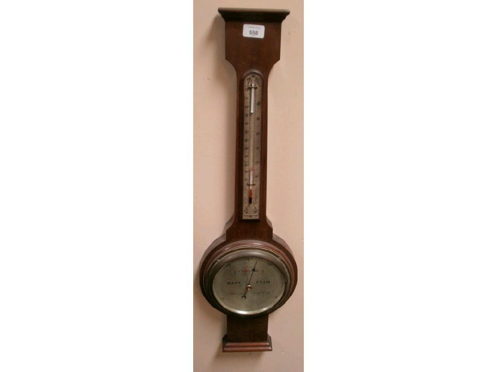 Appraisal: A mahogany aneroid barometer by Short Mason thermometer broken