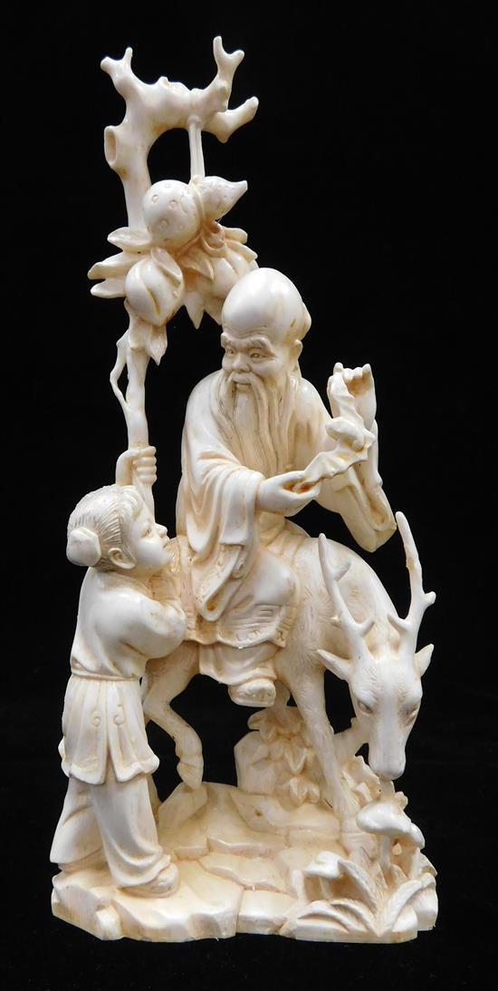 Appraisal: ASIAN th C Chinese carved ivory figure depicting an elder