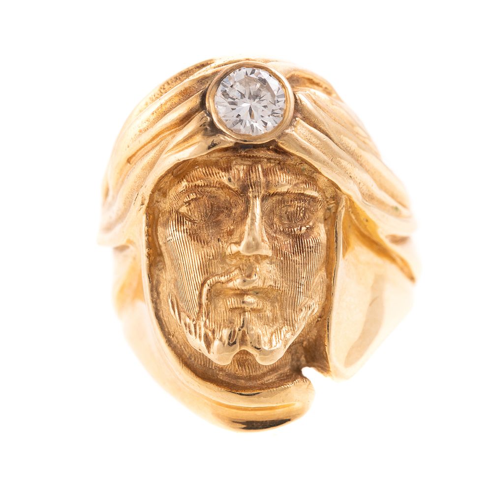 Appraisal: A K Diamond Ring Featuring Man with Turban K yellow