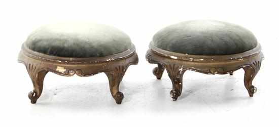 Appraisal: Louis XV style carved giltwood diminutive footstools mid th century