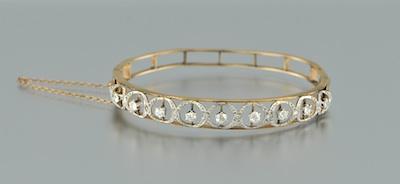 Appraisal: An Edwardian Style Diamond Bangle k yellow gold hinged bangle