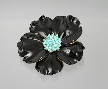 Appraisal: A Wonderful Black Onyx and Turquoise Pendant Brooch in k