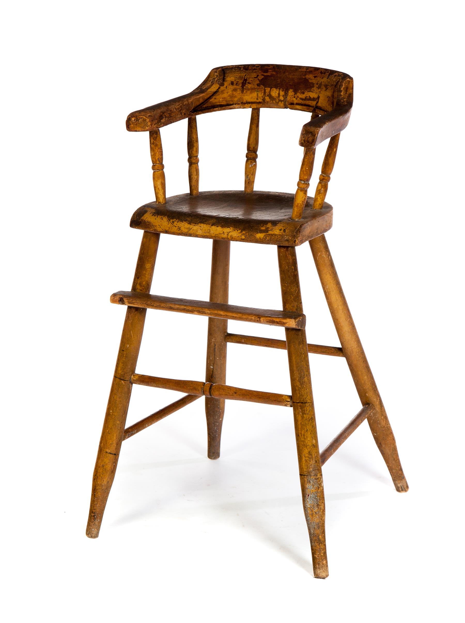 Appraisal: AMERICAN CHILD'S HIGHCHAIR Second half- th century Wooden chair with